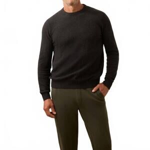 NEW FAHERTY jackson crew sweater in wolf black heather